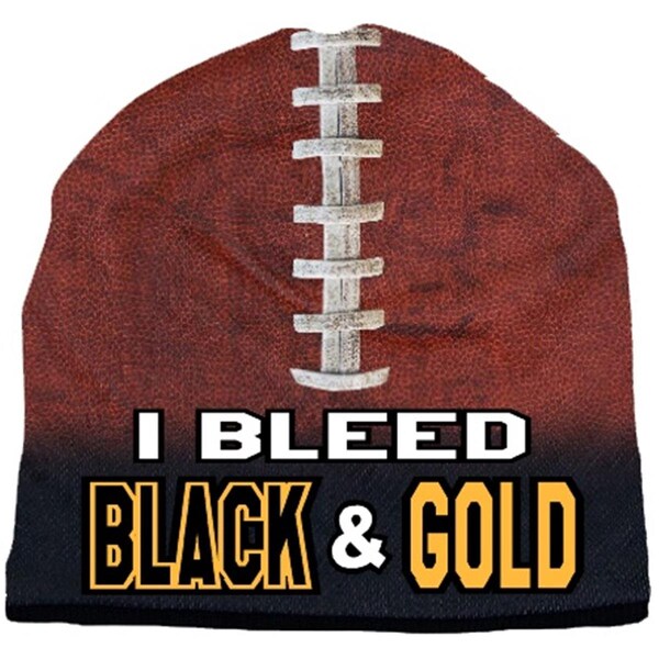 American Mills Beanie I Bleed Style Sublimated Football Black and Gold Design 1122702532 - main